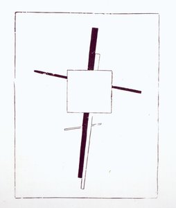 Suprematist Cross, 1920 (orijinal tahta bloktan ahşap gravür)